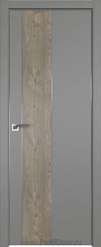 Дверь Profil Doors 105E цвет Грей кромка Матовый Алюминий с 4-х сторон вставка Каштан Темный