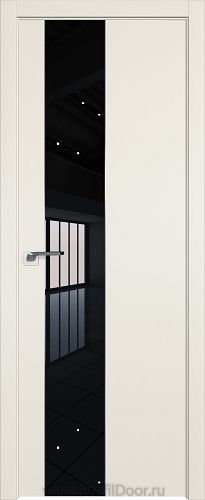 Дверь Profil Doors 105E цвет Магнолия Сатинат кромка ABS в цвет с 4-х сторон стекло Lacobel Черный лак