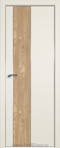 Дверь Profil Doors 105E цвет Магнолия Сатинат кромка Матовый Алюминий с 4-х сторон вставка Каштан Натуральный