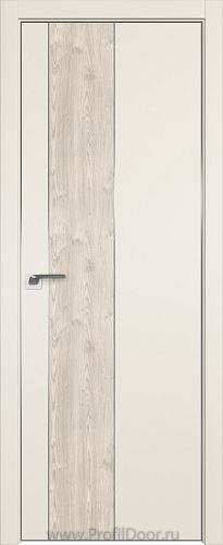 Дверь Profil Doors 105E цвет Магнолия Сатинат кромка Матовый Алюминий с 4-х сторон вставка Каштан Светлый