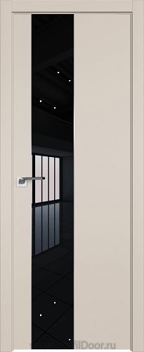 Дверь Profil Doors 105E цвет Санд кромка ABS в цвет с 4-х сторон стекло Lacobel Черный лак