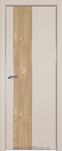 Дверь Profil Doors 105E цвет Санд кромка Матовый Алюминий с 4-х сторон вставка Каштан Натуральный