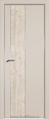 Дверь Profil Doors 105E цвет Санд кромка Матовый Алюминий с 4-х сторон вставка Каштан Светлый