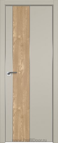 Дверь Profil Doors 105E цвет Шеллгрей кромка Матовый Алюминий с 4-х сторон вставка Каштан Натуральный