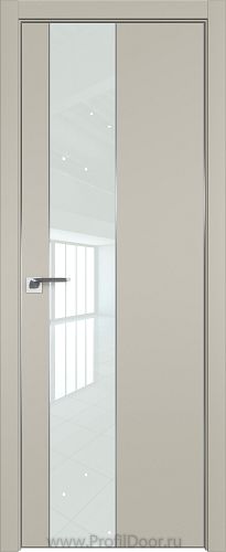 Дверь Profil Doors 105E цвет Шеллгрей кромка Матовый Алюминий с 4-х сторон стекло Lacobel Белый лак