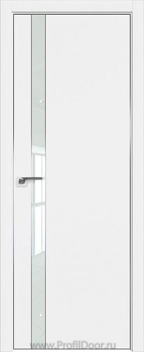 Дверь Profil Doors 106E цвет Аляска кромка Матовый Алюминий с 4-х сторон стекло Lacobel Белый лак