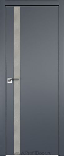 Дверь Profil Doors 106E цвет Антрацит кромка Матовый Алюминий с 4-х сторон вставка Бетон Платина