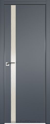 Дверь Profil Doors 106E цвет Антрацит кромка Матовый Алюминий с 4-х сторон вставка Дуб SKY Белёный