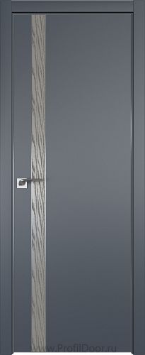 Дверь Profil Doors 106E цвет Антрацит кромка Матовый Алюминий с 4-х сторон вставка Дуб SKY Denim