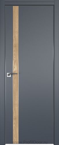 Дверь Profil Doors 106E цвет Антрацит кромка Матовый Алюминий с 4-х сторон вставка Каштан Натуральный