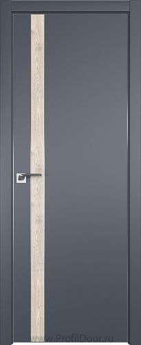 Дверь Profil Doors 106E цвет Антрацит кромка Матовый Алюминий с 4-х сторон вставка Каштан Светлый