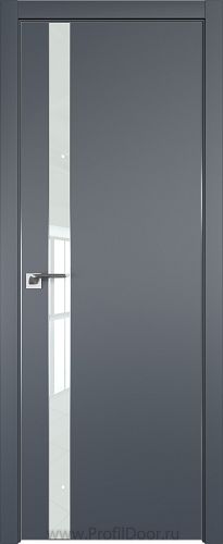 Дверь Profil Doors 106E цвет Антрацит кромка Матовый Алюминий с 4-х сторон стекло Lacobel Белый лак