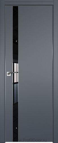 Дверь Profil Doors 106E цвет Антрацит кромка Матовый Алюминий с 4-х сторон стекло Lacobel Черный лак