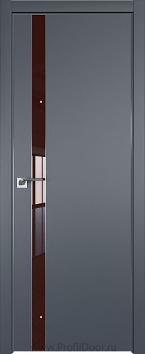 Дверь Profil Doors 106E цвет Антрацит кромка Матовый Алюминий с 4-х сторон стекло Lacobel Коричневый лак