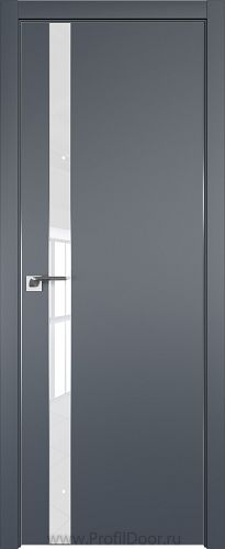 Дверь Profil Doors 106E цвет Антрацит кромка Матовый Алюминий с 4-х сторон стекло Lacobel лак Классик