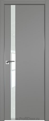 Дверь Profil Doors 106E цвет Грей кромка Матовый Алюминий с 4-х сторон стекло Lacobel Белый лак