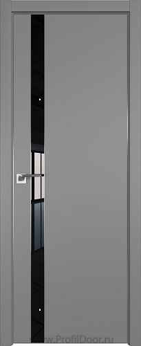 Дверь Profil Doors 106E цвет Грей кромка Матовый Алюминий с 4-х сторон стекло Lacobel Черный лак