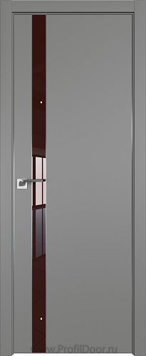 Дверь Profil Doors 106E цвет Грей кромка Матовый Алюминий с 4-х сторон стекло Lacobel Коричневый лак