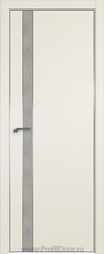 Дверь Profil Doors 106E цвет Магнолия Сатинат кромка Матовый Алюминий с 4-х сторон вставка Бетон Платина