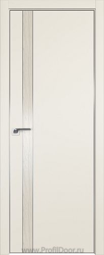 Дверь Profil Doors 106E цвет Магнолия Сатинат кромка Матовый Алюминий с 4-х сторон вставка Дуб SKY Белёный