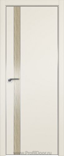 Дверь Profil Doors 106E цвет Магнолия Сатинат кромка Матовый Алюминий с 4-х сторон вставка Дуб SKY Крем