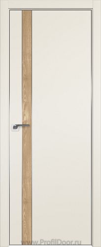 Дверь Profil Doors 106E цвет Магнолия Сатинат кромка Матовый Алюминий с 4-х сторон вставка Каштан Натуральный