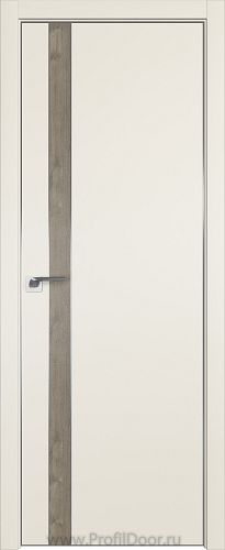Дверь Profil Doors 106E цвет Магнолия Сатинат кромка Матовый Алюминий с 4-х сторон вставка Каштан Темный