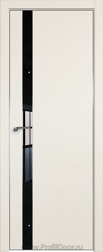 Дверь Profil Doors 106E цвет Магнолия Сатинат кромка Матовый Алюминий с 4-х сторон стекло Lacobel Черный лак