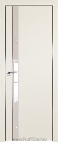 Дверь Profil Doors 106E цвет Магнолия Сатинат кромка Матовый Алюминий с 4-х сторон стекло Lacobel Перламутровый лак