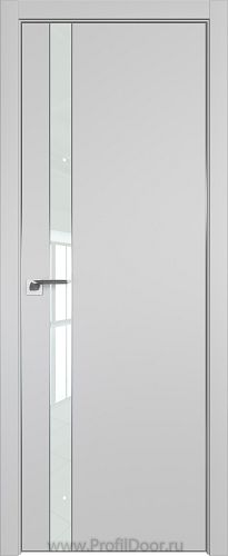 Дверь Profil Doors 106E цвет Манхэттен кромка Матовый Алюминий с 4-х сторон стекло Lacobel Белый лак