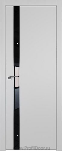 Дверь Profil Doors 106E цвет Манхэттен кромка Матовый Алюминий с 4-х сторон стекло Lacobel Черный лак