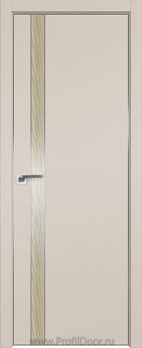 Дверь Profil Doors 106E цвет Санд кромка Матовый Алюминий с 4-х сторон вставка Дуб SKY Крем
