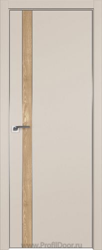 Дверь Profil Doors 106E цвет Санд кромка Матовый Алюминий с 4-х сторон вставка Каштан Натуральный