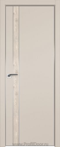 Дверь Profil Doors 106E цвет Санд кромка Матовый Алюминий с 4-х сторон вставка Каштан Светлый