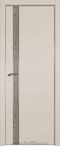 Дверь Profil Doors 106E цвет Санд кромка Матовый Алюминий с 4-х сторон вставка Каштан Темный