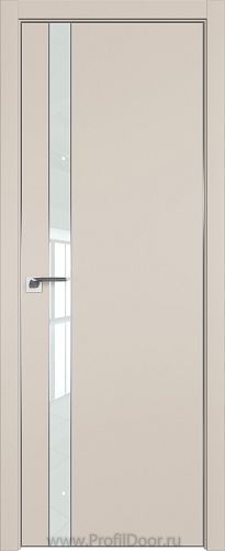 Дверь Profil Doors 106E цвет Санд кромка Матовый Алюминий с 4-х сторон стекло Lacobel Белый лак