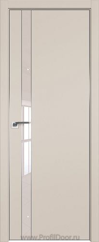 Дверь Profil Doors 106E цвет Санд кромка Матовый Алюминий с 4-х сторон стекло Lacobel Перламутровый лак