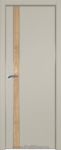 Дверь Profil Doors 106E цвет Шеллгрей кромка Матовый Алюминий с 4-х сторон вставка Каштан Натуральный