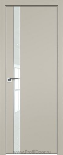 Дверь Profil Doors 106E цвет Шеллгрей кромка Матовый Алюминий с 4-х сторон стекло Lacobel Белый лак