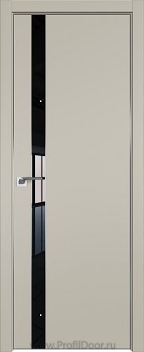Дверь Profil Doors 106E цвет Шеллгрей кромка Матовый Алюминий с 4-х сторон стекло Lacobel Черный лак