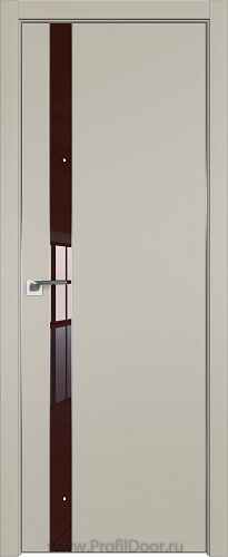 Дверь Profil Doors 106E цвет Шеллгрей кромка Матовый Алюминий с 4-х сторон стекло Lacobel Коричневый лак