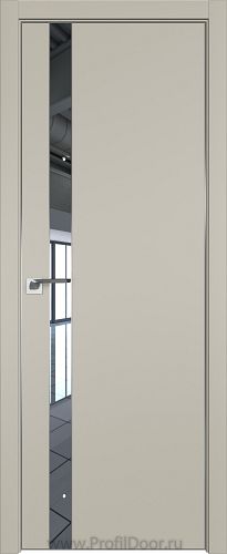 Дверь Profil Doors 106E цвет Шеллгрей кромка Матовый Алюминий с 4-х сторон стекло Зеркало