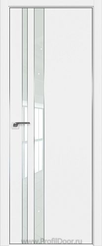 Дверь Profil Doors 116E цвет Аляска кромка Матовый Алюминий с 4-х сторон стекло Lacobel Белый лак