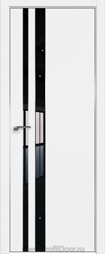 Дверь Profil Doors 116E цвет Аляска кромка Матовый Алюминий с 4-х сторон стекло Lacobel Черный лак