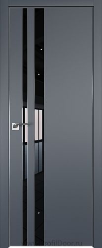 Дверь Profil Doors 116E цвет Антрацит кромка Матовый Алюминий с 4-х сторон стекло Lacobel Черный лак