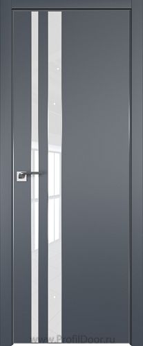 Дверь Profil Doors 116E цвет Антрацит кромка Матовый Алюминий с 4-х сторон стекло Lacobel лак Классик