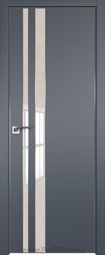 Дверь Profil Doors 116E цвет Антрацит кромка Матовый Алюминий с 4-х сторон стекло Lacobel Перламутровый лак