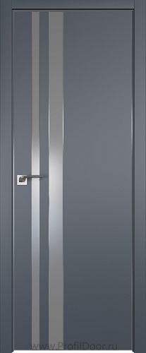 Дверь Profil Doors 116E цвет Антрацит кромка Матовый Алюминий с 4-х сторон стекло Lacobel Серебро Матлак