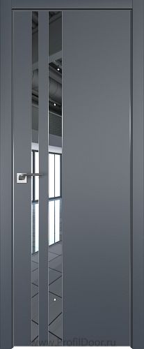 Дверь Profil Doors 116E цвет Антрацит кромка Матовый Алюминий с 4-х сторон стекло Зеркало