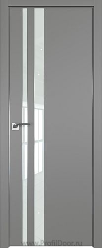 Дверь Profil Doors 116E цвет Грей кромка Матовый Алюминий с 4-х сторон стекло Lacobel Белый лак